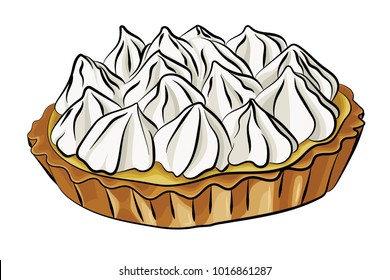 A vector illustration of lemon meringue pie isolated on a white background