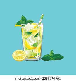 vector illustration of lemon mojito