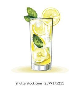 vector illustration of lemon mojito