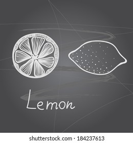 Vector illustration with lemon on chalkboard