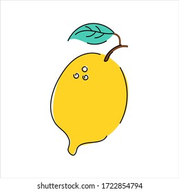 Ilustración vectorial de un limón sobre un fondo blanco. Citrus. Alimentos saludables. Estilo de vida saludable. Frutas exóticas. Clíparte dibujada a mano.