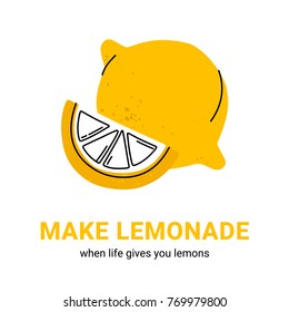 Vector illustration of lemon with slice citrus