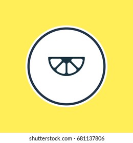 Vector Illustration Of Lemon Slice Outline. Beautiful Food Element Also Can Be Used As Lime  Element.