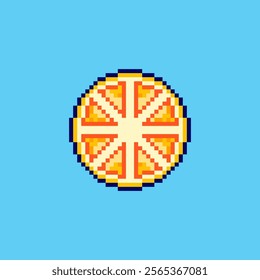 Vector Illustration of Lemon Slice with Pixel Art Design, perfect for game assets themed designs