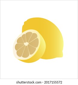 Vector illustration of lemon and sliced lemon on a white background.