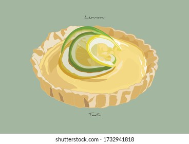 Vector Illustration of Lemon Tart / Tarte Au Citron