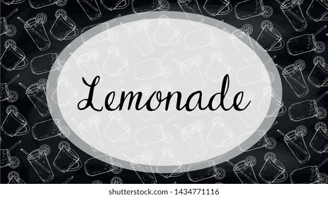 Vector Illustration of Lemonade Glasses Pattern Chalkboard Sketch Style