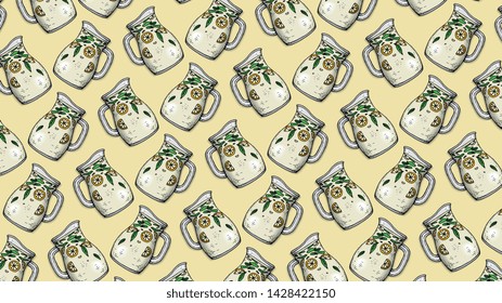 Vector Illustration with Lemonade Jar Pattern Sketch Style