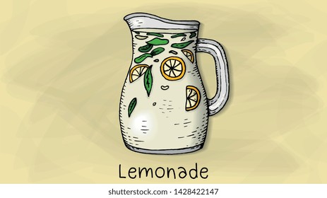 Vector Illustration with Lemonade Jar Sketch Style