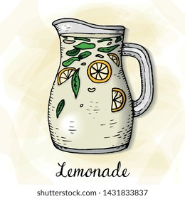 Vector Illustration with Lemonade Jar Sketch Style