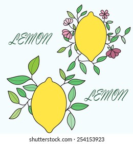 Vector illustration with lemons and leaves