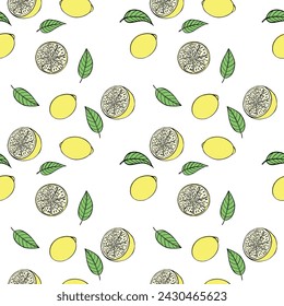 ilustración vectorial de limones, patrón con limones