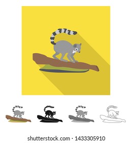 Vector illustration of lemur and monkey sign. Collection of lemur and tree stock vector illustration.