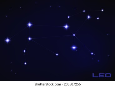 Vector illustration of Leo constellation in blue 