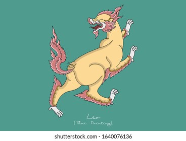 Vector Illustration of Leo, Thai Painting