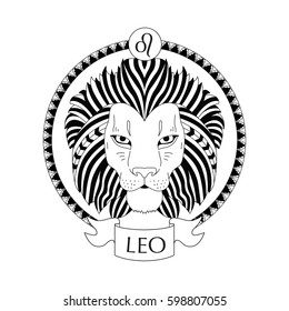 Vector Illustration Leo Zodiac Sign Zentangle Stock Vector (Royalty ...