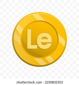 Vector illustration of Leone Sierra Leone coin in gold color on transparent background (PNG).