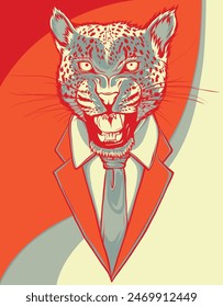 vector illustration of leopard in a business suit