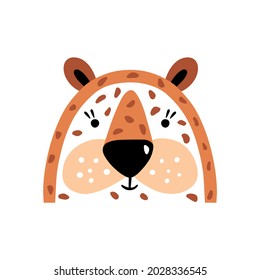 Vector illustration with leopard face. This illustration is suitable for print, sublimation, t-shirts, postcards, print materials, stationery and so much more. Children's illustration.