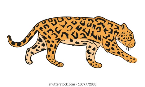 Ilustración vectorial del leopardo aislado en fondo blanco