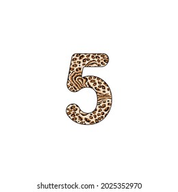 Vector illustration with leopard number 5