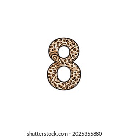 Ilustración vectorial con número de leopardo 8