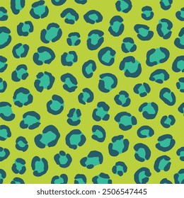 A vector illustration of a leopard pattern with neon green and yellow spots.
