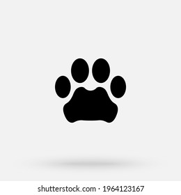 Vector Illustration. Leopard Paw Prints Logo. Black On White Background. Animal Paw Print With Claws.