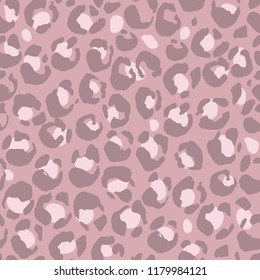 Vector illustration leopard print seamless pattern. Purple hand drawn background.