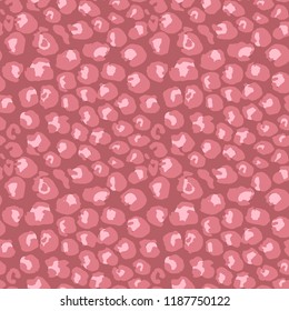 Vector illustration leopard print seamless pattern. Pink hand drawn background.
