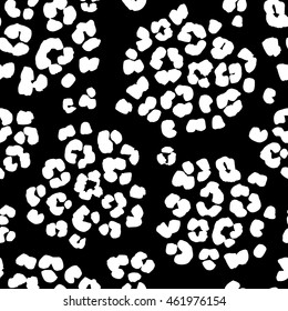 Vector illustration Leopard print seamless background pattern. Black and white