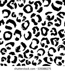 Vector illustration leopard print seamless background pattern. Black and white background. Vector illustration