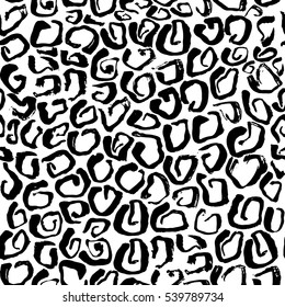 Vector illustration Leopard print seamless background pattern. Black and white background. Vector illustration