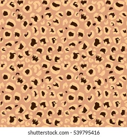 Vector illustration leopard print seamless pattern. Brown hand drawn background
