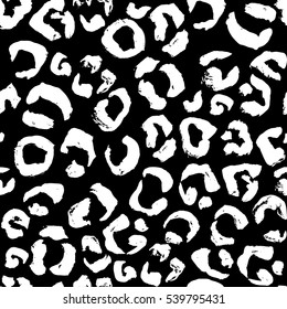 Vector illustration Leopard print seamless background pattern. Black and white background. Vector illustration