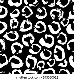 Vector illustration Leopard print seamless background pattern. Black and white background. Vector illustration