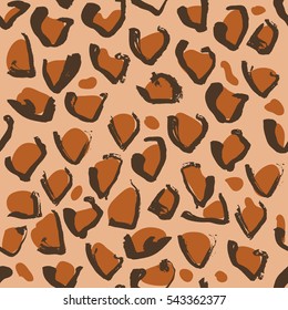 Vector illustration Leopard print seamless pattern. brown hand drawn background