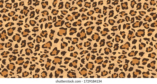 Vector illustration of a leopard. Seamless wild animal skin with print