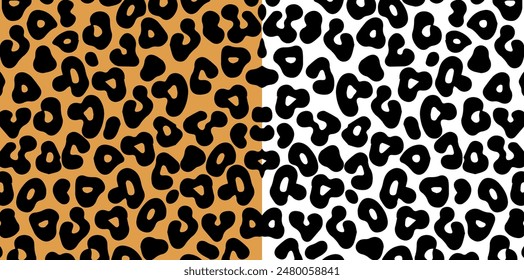 Vector illustration of a leopard texture pattern available in two colors: vibrant orange and sleek white. Perfect for adding a wild, stylish touch to backgrounds, textiles, and graphic design.