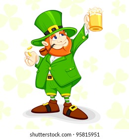 vector illustration of Leprechaun celebrating Saint Patrick's Day