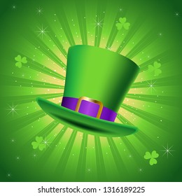 Vector illustration of leprechaun green hat, symbol of Saint Patrick's Day