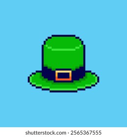 Vector Illustration of Leprechaun Hat St Patrick's Day with Pixel Art Design, perfect for game assets themed designs