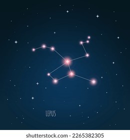 Lepus-Konstellation, Vektorgrafik. dunkelblauer Himmel, Sternenhimmel, Weltraum, Sternenlicht. 