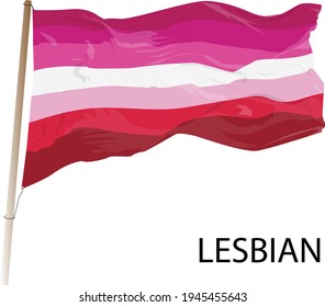 Vector illustration of Lesbian flag. Simple LGBT symbol flies in the wind.
