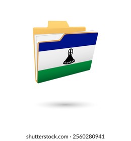 Vector illustration of Lesotho flag isolated in file folder on white background.