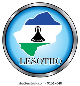 Vector Illustration for Lesotho, Round Button.