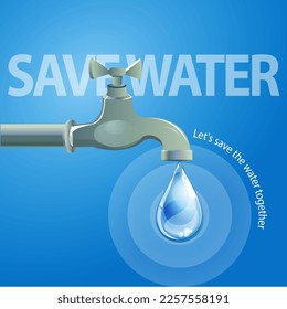 Vector illustration, let's save the water together.