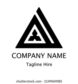 Ilustración vectorial de la letra A con 3 triángulos de estilo blanco y negro. Se puede utilizar como logotipo, marca y tatuaje