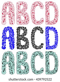 Vector illustration, Letter A, B, C, D