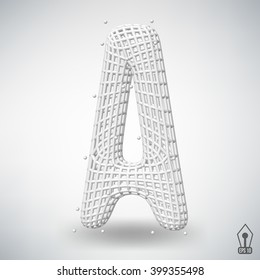Vector illustration of letter A. Fonts of Mesh polygonal. Wire frame contour alphabets. Abstract creative concept vector logo.